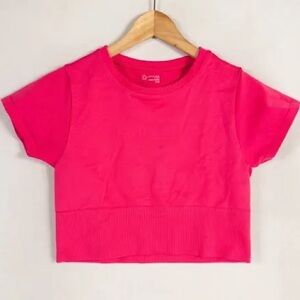 Offline by Aerie Vibrant Pink Cropped T-Shirt
